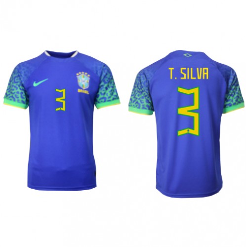 Fotbalové Dres Brazílie Thiago Silva #3 Venkovní MS 2022 Krátký Rukáv